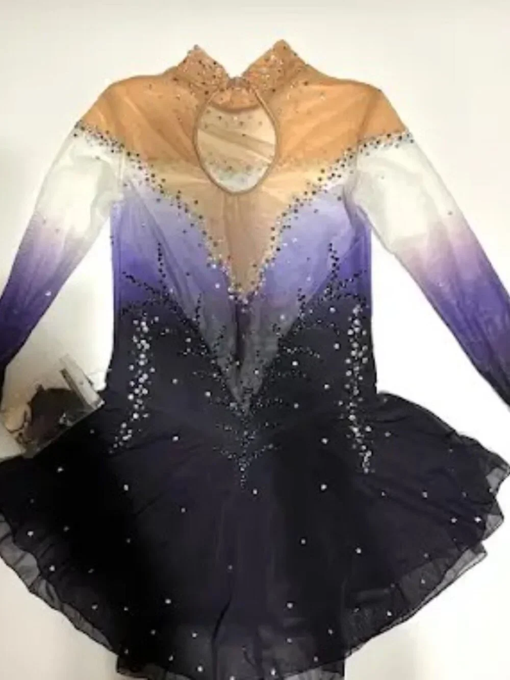 New Purple Navy Crystal Skating Dress Girls 10